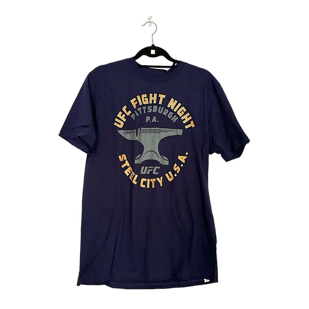 NWT Reebok UFC Fight Night Tee Pittsburgh PA Steel City USA Large Steel Anvil